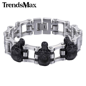 Biker Wristband Skulls Motorcycle Link Chain Punk Jewelry