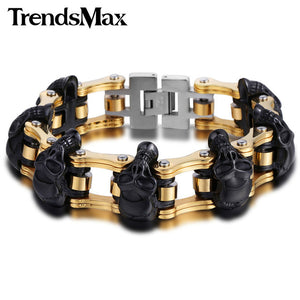 Biker Wristband Skulls Motorcycle Link Chain Punk Jewelry