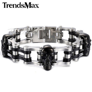 Biker Wristband Skulls Motorcycle Link Chain Punk Jewelry