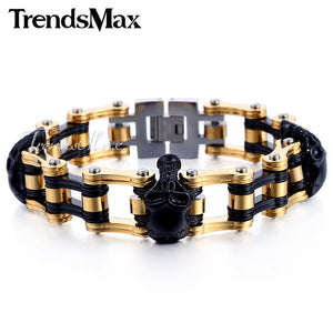 Biker Wristband Skulls Motorcycle Link Chain Punk Jewelry