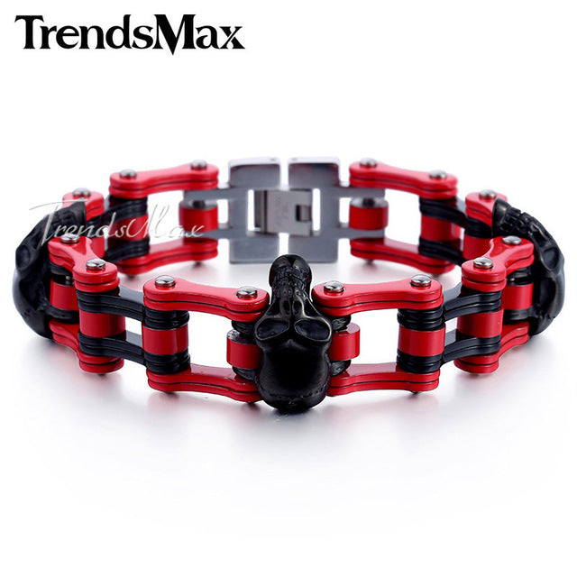 Biker Wristband Skulls Motorcycle Link Chain Punk Jewelry