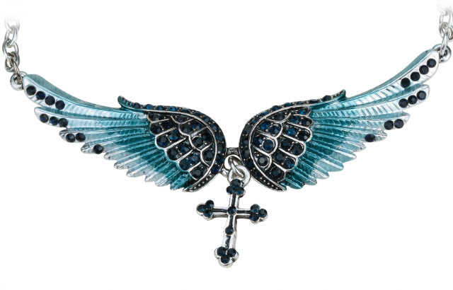 Angel Wing Cross Choker Necklace