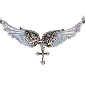 Angel Wing Cross Choker Necklace