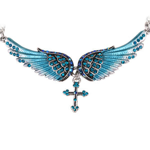 Angel Wing Cross Choker Necklace