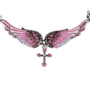 Angel Wing Cross Choker Necklace