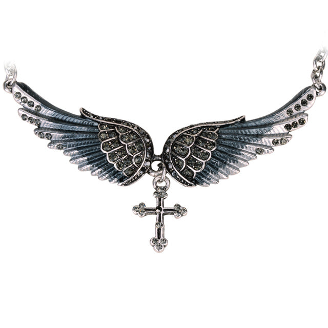 Angel Wing Cross Choker Necklace